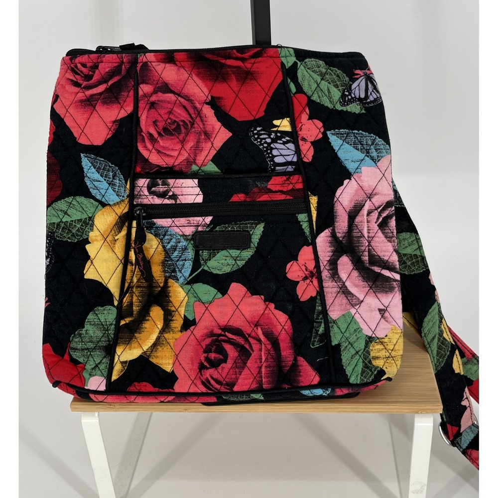 Vera Bradley Hipster Crossbody Bag Havana Rose Floral Butterfly Quilted Retired